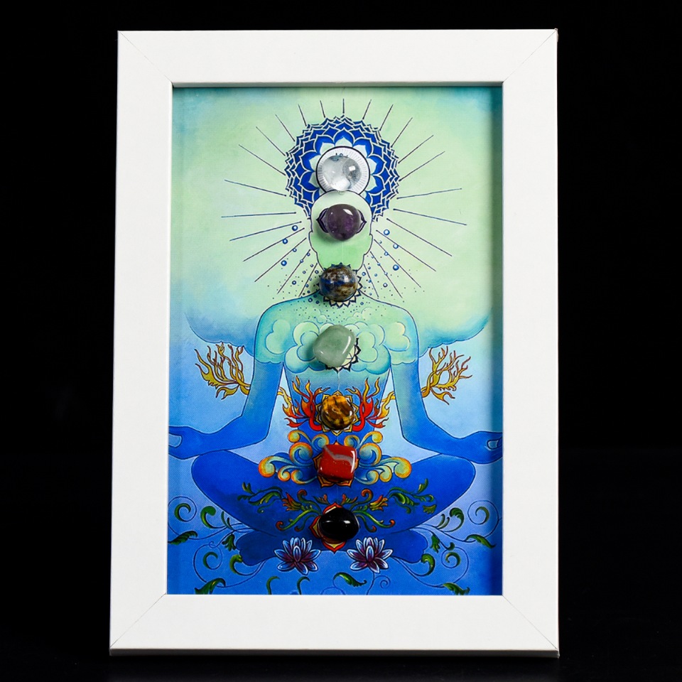 Yoga and Seven Chakras Picture Frame Decoration With Crystal Stone 5